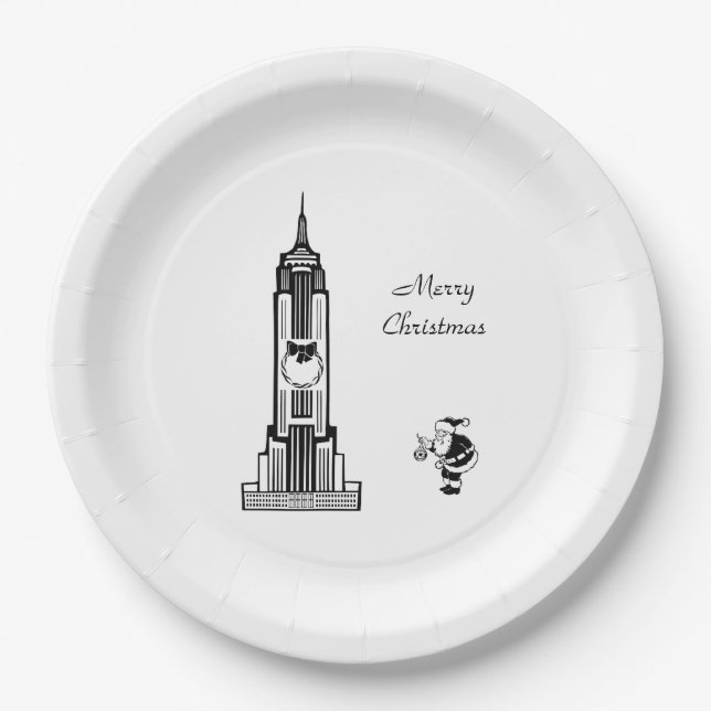 Santa New York City Christmas Paper Plates (Front)