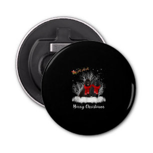 Santa Newfoundland Couple Merry Christmas Dog Gift Bottle Opener