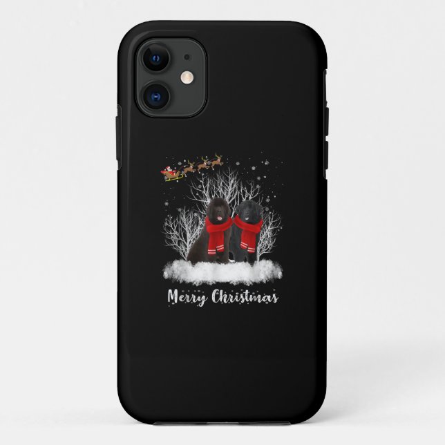 Santa Newfoundland Couple Merry Christmas Dog Gift Case-Mate iPhone Case (Back)