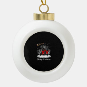 Santa Newfoundland Couple Merry Christmas Dog Gift Ceramic Ball Christmas Ornament