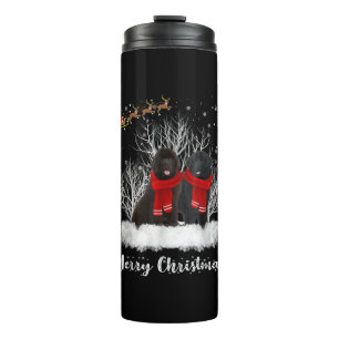 Santa Newfoundland Couple Merry Christmas Dog Gift Thermal Tumbler