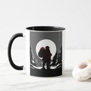 Santa Noir – Black & White Santa with Red Glow  Mug