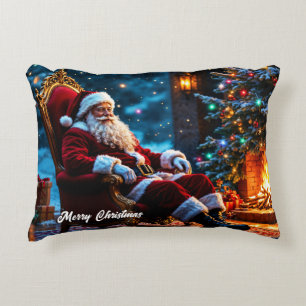 Santa North Pole Christmas lights fantasy Decorative Cushion