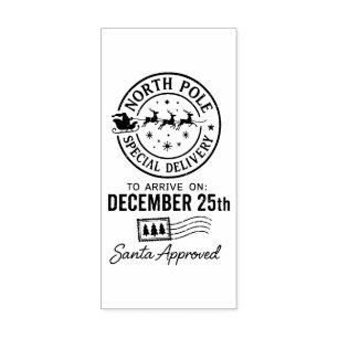 Santa North Pole Christmas Rubber Stamp