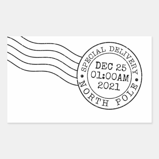 santa north pole express delivery secret gift post rectangular sticker (Front)