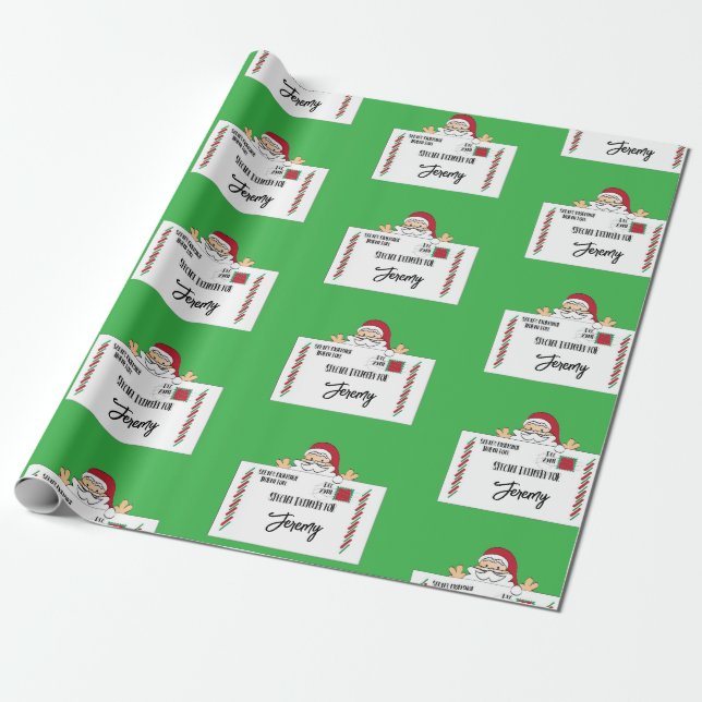Santa North Pole Special Delivery Personalised Kid Wrapping Paper (Unrolled)
