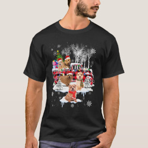 Santa Norwich Terrier With Red Plaid Pick Up Truck T-Shirt