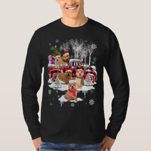 Santa Norwich Terrier With Red Plaid Pick Up Truck T-Shirt