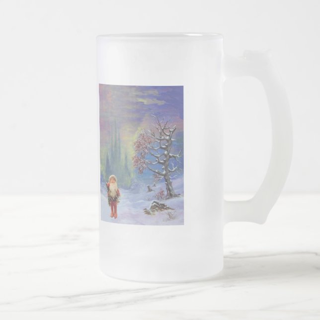 SANTA OF THE GNOMES FROSTED GLASS BEER MUG (Right)