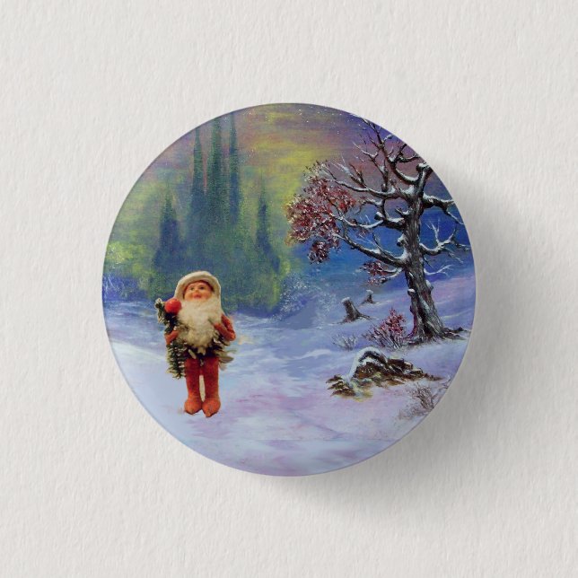 SANTA OF THE GNOMES Funny Christmas 3 Cm Round Badge (Front)