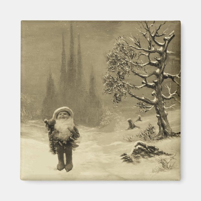 SANTA OF THE GNOMES Funny Christmas Sepia Brown Magnet (Front)
