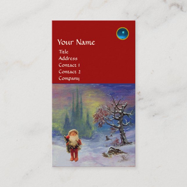 SANTA  OF THE GNOMES MONOGRAM Blue Sapphire Red Business Card (Front)
