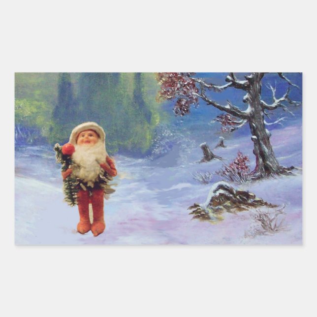 SANTA OF THE GNOMES RECTANGULAR STICKER (Front)