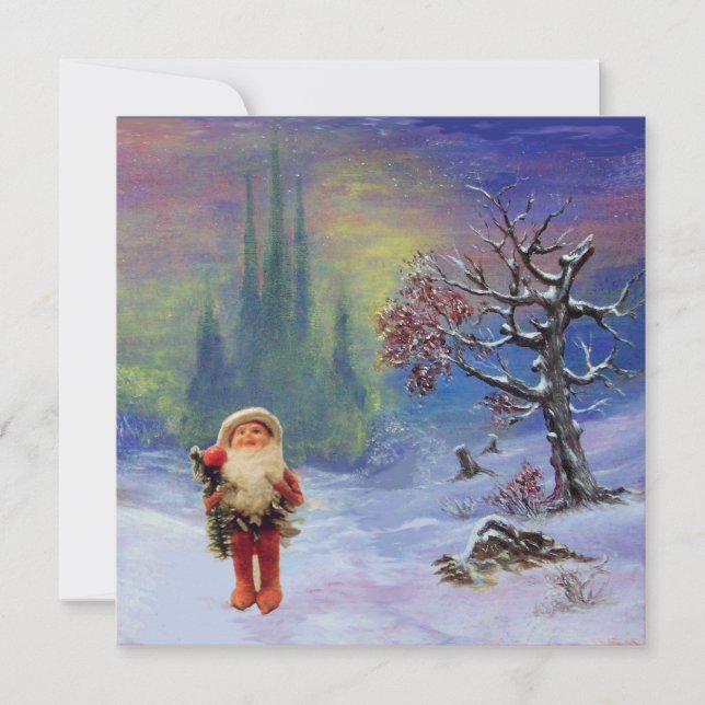 SANTA OF THE GNOMES,WINTER HOLIDAY CHRISTMAS PARTY INVITATION (Front)