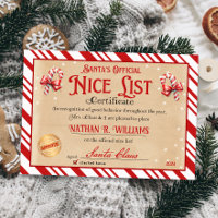 Santa Official Nice List Certificate