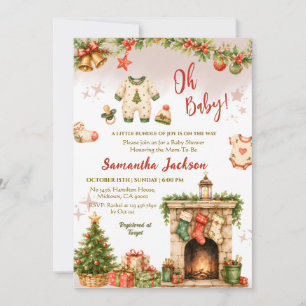 Santa Oh Baby Christmas winter holiday Baby Shower Invitation