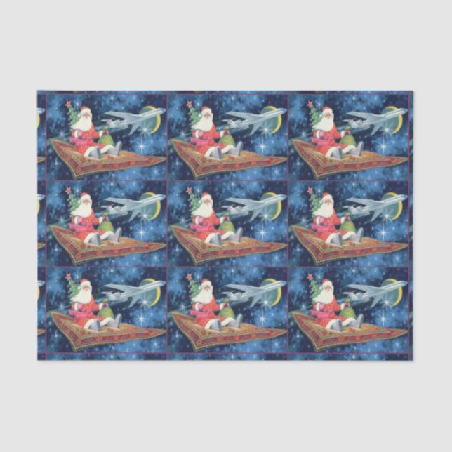 Santa On A Flying Carpet Tissue Paper (Front)