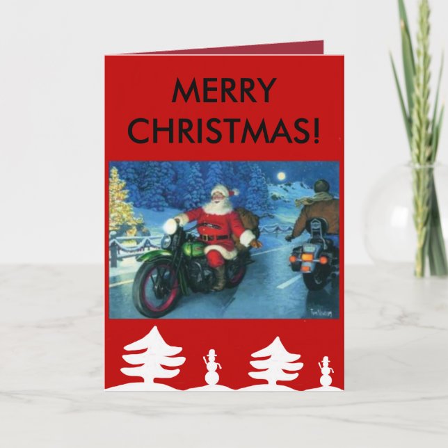 Santa on a Harley Christmas card (Front)