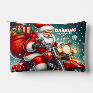 Santa on a motorcycle accessory pouch