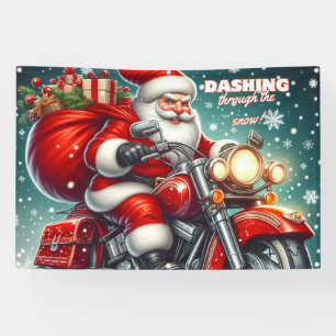 Santa on a motorcycle banner