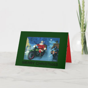 santa on a motorcycle christmas card