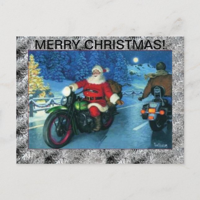Santa on a Motorcycle Post Card (Front)