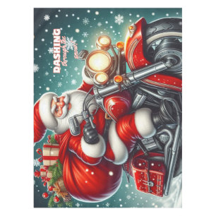 Santa on a motorcycle tablecloth