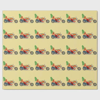 Santa on a Motorcycle Wrapping Paper