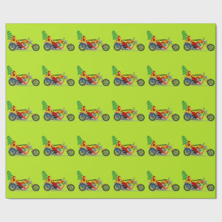 Santa on a Motorcycle Wrapping Paper