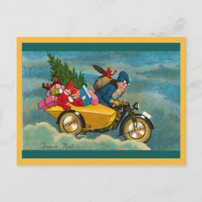 Santa on a scooter holiday postcard (Front)