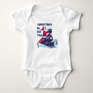 Santa On a Train Baby Bodysuit