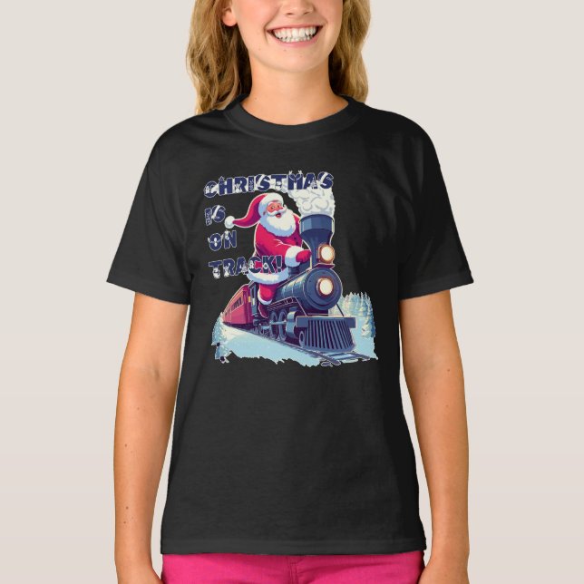 Santa On a Train T-Shirt (Front)