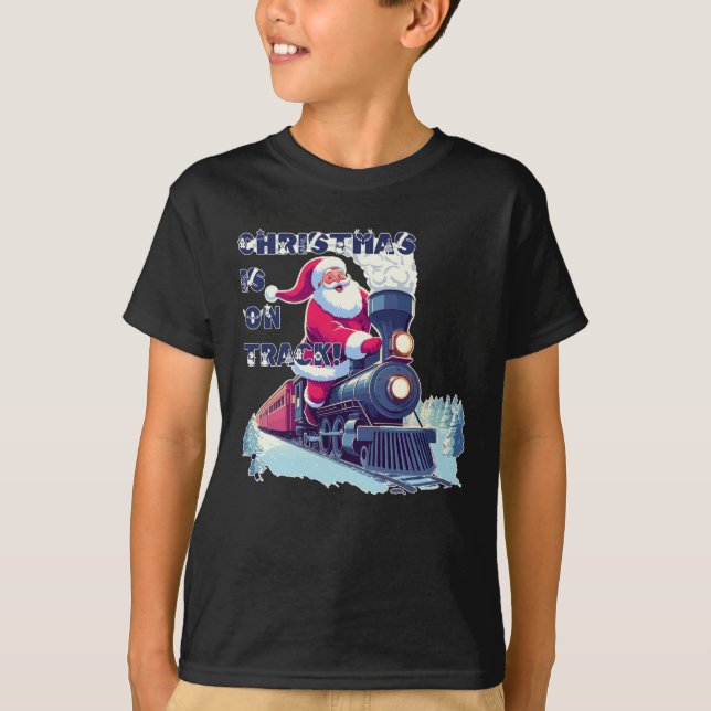 Santa On a Train T-Shirt (Front)