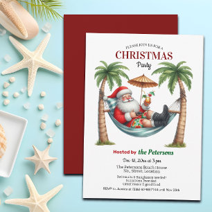 Santa on a Tropical Island Christmas Party Invitation