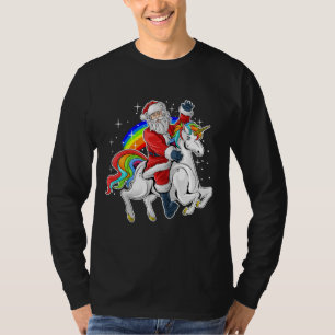 Santa On A Unicorn Rainbow Xmas Christmas Sweater