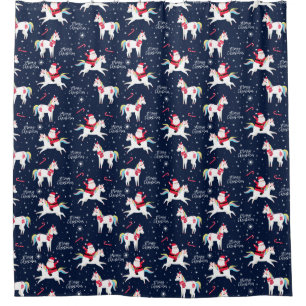 Santa on a Unicorn Shower Curtain