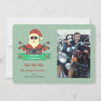 Santa on Bike Photo Holiday Card