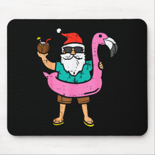 Santa On Flamingo Floatie Cute Christmas In July X Mouse Pad