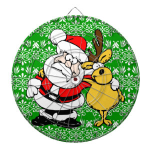 Santa on Green Background Dartboard