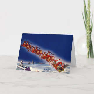 Santa on his Sleigh Holiday Card