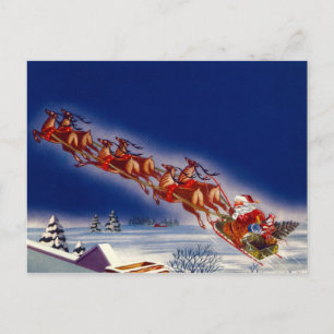 Santa on his Sleigh Holiday Postcard