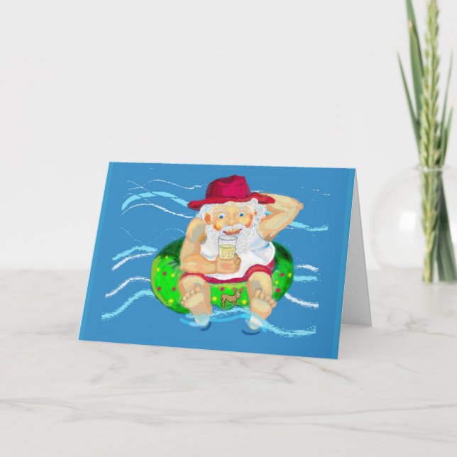 Santa on holiday - drinking lemonade (Front)
