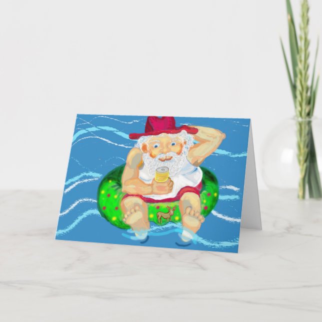 Santa on holidays holiday card (Front)