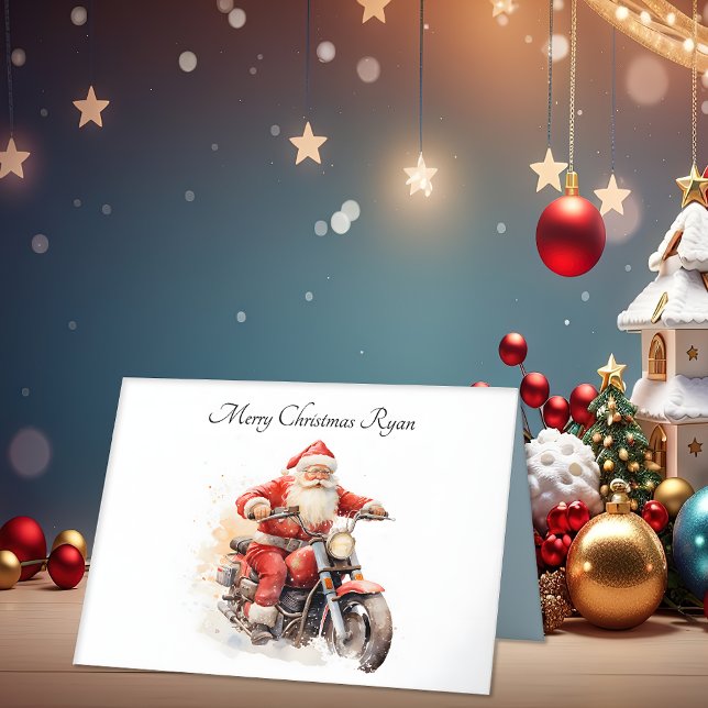 Santa On Motorcycle Christmas Folded Card (Creator Uploaded)