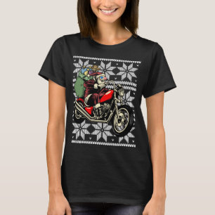 SANTA ON MOTORCYCLE Funny Ugly Christmas Men Women T-Shirt