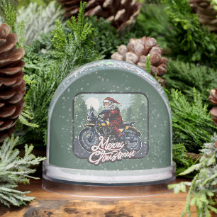 Santa on Motorcycle Snowglobe