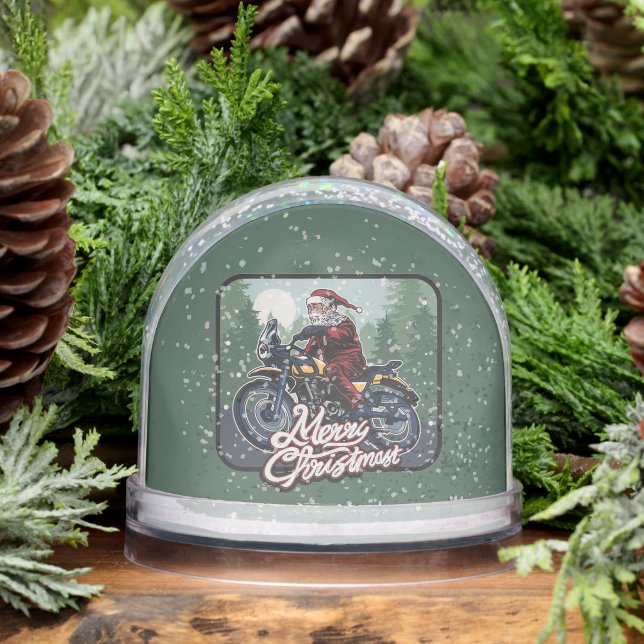 Santa on Motorcycle Snowglobe (Winter)