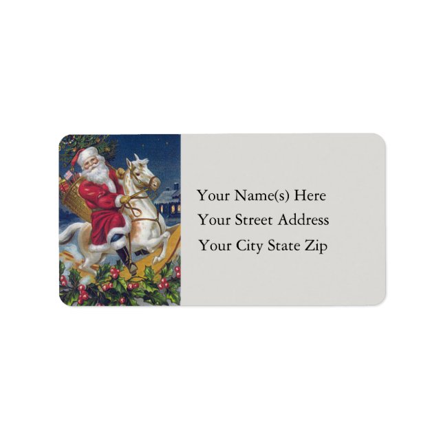 Santa on Rocking Horse Vintage Address Label (Front)