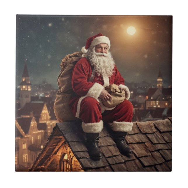 Santa on Rooftop Tile (Front)