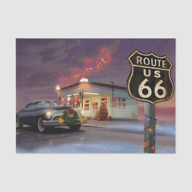 Santa on Route 66 Tissue Paper (Front)